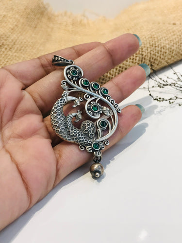 925 Peacock Emerald Pendant